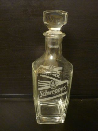 Vintage Schweppes Glass Decanter With Glass Stopper.