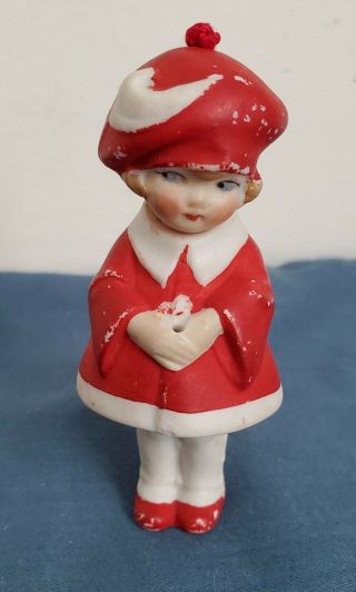 Vintage/antique German All Bisque Nodder Girl Doll Miniature 3 " Cute
