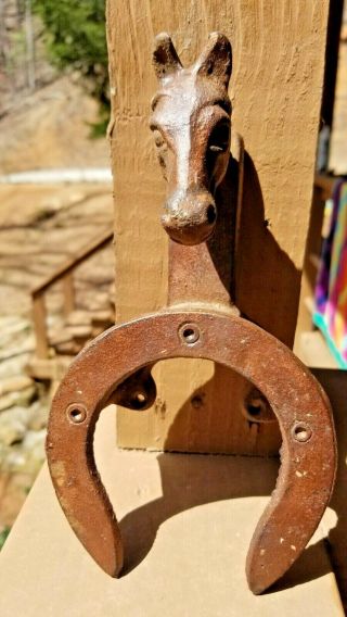 Vintage Cast Iron Horse Equestrian Stable Wall Mounted Bridle Tack