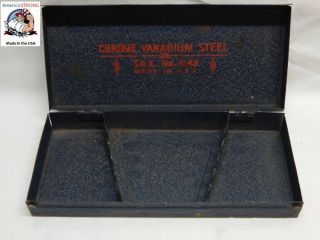 Vintage Usa Chrome Vanadium Steel Wrench Set Sae 6140 Empty Tool Box Case Only