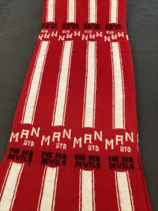 Vintage Manchester United Scarf The Red Devils Red White Stripes