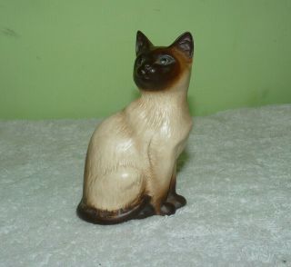 Vintage Beswick Siamese Cat Pottery Figure Stamped Beswick Height: 10 1/2cm