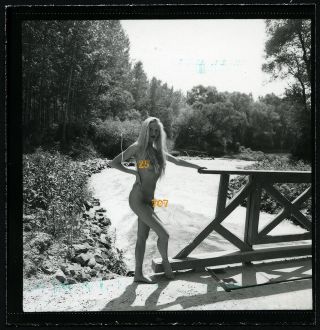 Nude On Riverside,  Vintage Fine Art Contact Sheet,  Photograph,  1970 