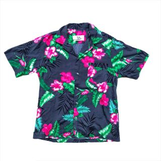 Vintage 90s Hilo Hatties Hawaiian Shirt Button Up Short Sleeve Large