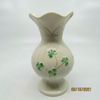 Vintage Beleek Ireland Shamrock Vase 6 " Connemara Three Leaf Clover Irish China