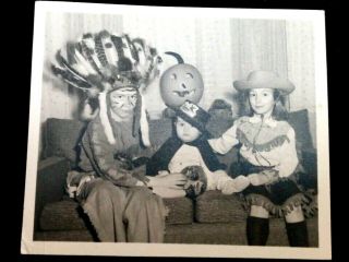 Vintage Photograph Children In Halloween Costumes B&w 1950 
