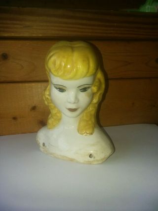 Vintage Porcelain Ceramic Doll Blonde Head 5 1/2 " H