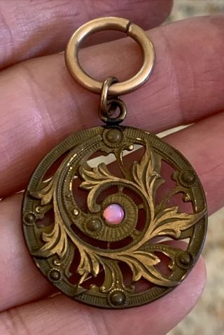 Vintage Antique Victorian Watch Fob Pendant Charm Opal