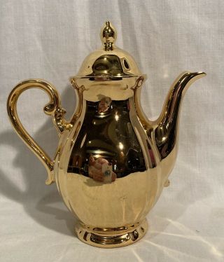 Vintage H K Bavaria Germany Handarbeit 24k Gold Coffee Or Tea Pot Child