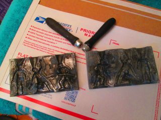 Vintage Toy Soldier Mold Metal Lead Toy Military Casting Mold With Handles
