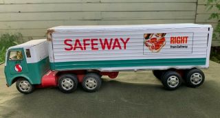 Vtg 1960s Tin Friction Safeway Truck & Trailer Made In Japan Advertising Toy