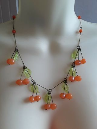 Vintage Style Rockabilly Orange Fruit Necklace