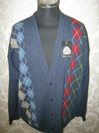 James Pringle Weavers,  Scotland,  Vintage Argyle Cardigan