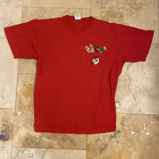 Vintage Looney Tunes Embroidered Pocket T - Shirt 90s Size Medium