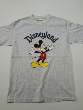 Vtg 90s Mickey Mouse Inc Disneyland T - Shirt Gray Walt Disney World Resort Usa M