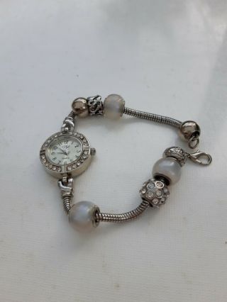 Quartz Beaded Bracelet Watch.  (vintage).  Ladies.  Stainless Steel Back.
