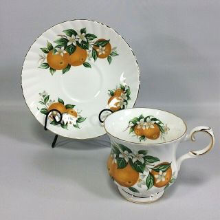 Florida Oranges Elizabethan Tea Cup And Saucer Set Made In England Vintage