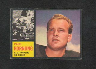 Vtg 1962 Topps Football Paul Hornung Card 64 (hof) " Golden Boy " Ex,  (sp)