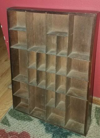 Charming Vintage Wooden Shadow Box Wall Display Shelf W/25 Compartments
