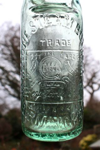 Vintage C1900s Keystone Steam Bottling Co Birmingham 10oz Codd Bottle -