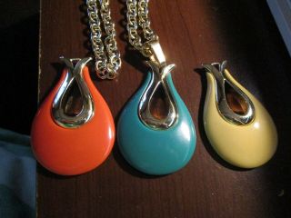 Vintage Sarah Coventry Triple Treat Necklace With Three Interchangeable Pendants 2