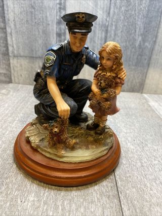 Vtg 1997 Vanmark Blue Hats Of Bravery “teddy’s Rescue” Handcrafted Figurine