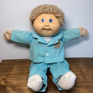 Vintage 1984 Cabbage Patch Doll - Bright Blue Eyed Boy With Sandy Blonde Hair