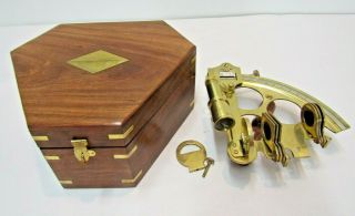 Vintage Brass Ship Nautical Compass Telescope In Wood Cas Awesom
