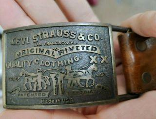 VINTAGE LEVI STRAUSS Leather BELT with BUCKLE size 28 2