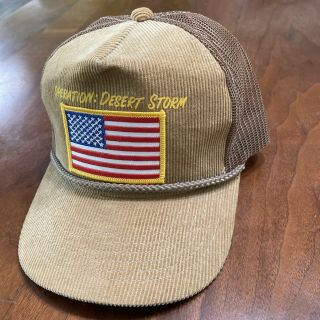 Vintage Operation Desert Storm Trucker Hat Rare Cap Corduroy & Mesh Usa
