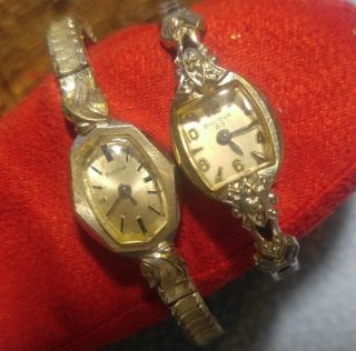 2 Vintage Bulova 10k Rgp Ladies Watches Parts