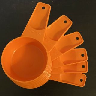 Vintage Tupperware Orange Nesting Stacking Measuring Cups Complete Set Of 6 Euc