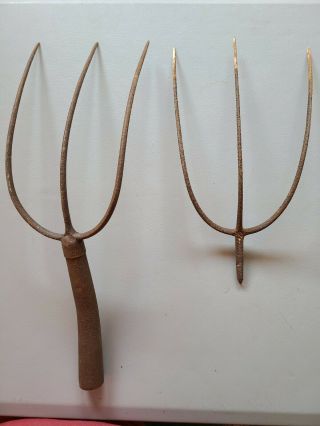 Vintage 3 Tine Hay Forks (pair) Farm Tool Repurpose
