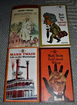 4 Vintage Mark Twain Signet Paperback Books Puddnhead Wilson Roughing It More