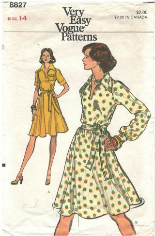 Vintage Very Easy Vogue Pattern 8827 Size 14 Sewing Pattern Cut