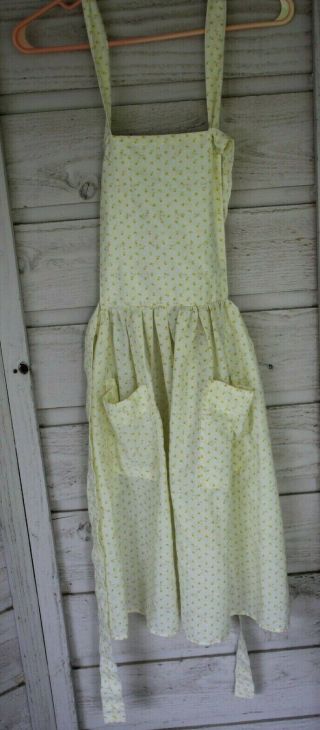 Vintage Handmade Kitchen Apron With Pocket Yellow Floral Small Adult Or Child