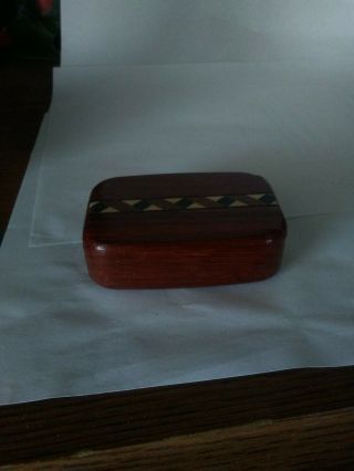 Small Vintage Red Stain Walnut Wood Trinket Box 3 " Lx2 " W