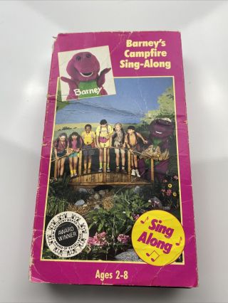 Barney Barneys Campfire Sing Along Vhs Tape Vintage 90s Big Purple Dinosaur