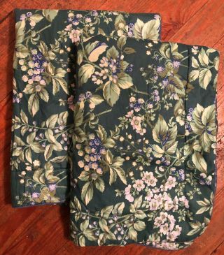 Vintage Laura Ashley Bramble Berry Floral Standard Size Shams W/padded Tops Usa
