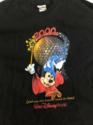 Disney World Vintage 2000 Mickey Mouse T Shirt Size Large Epcot Ball Sparkle