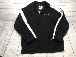 Vintage Nike Jacket Mens Large Black White Swoosh Just Do It 90s Zip Up Vtg