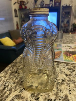 Elephant Glass Bottle - Grapette Co.  Camden,  Ark - Vintage Piggy Bank