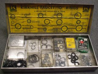 Vintage Kirkhill Faucet O Rings,  Item R - 60,  With O Rings In Metal Box