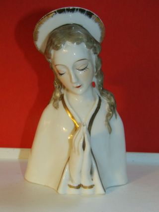 Vintage Norcrest F12 Blessed Virgin Mary Praying Bust Fine China Figurine 2