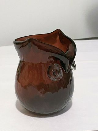 Vintage Art Glass Owl Vase Candle Holder Purple Glass Honeycomb Amethyst 2