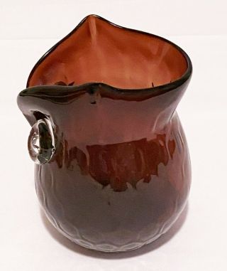 Vintage Art Glass Owl Vase Candle Holder Purple Glass Honeycomb Amethyst 3