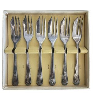 Vintage Set Of 6 Silverplate Dessert Forks 5 "