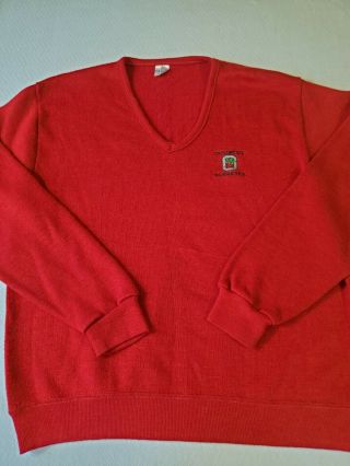 Vintage Champion Ohio State University Large Sweater V - Neck Osu Buckeyes Red
