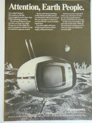 1971 Panasonic Black & White 5 " Orbitel Tr - 005 Television Vintage Art Print Ad