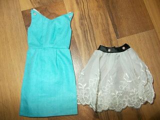 Vintage Ideal Tammy Doll Blue Flared N Fitted Fashion Dress Clothes White Skirt